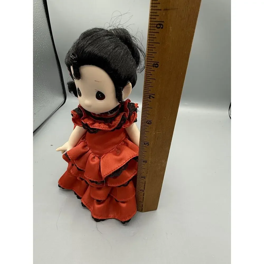 Precious Moments Doll Spanish Flamenco Dancer Red Black Dress 8” Vinyl